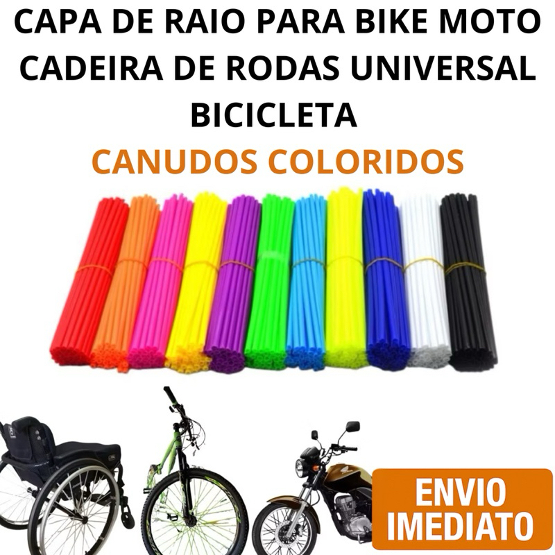 Capa De Raio Para Bike Moto Cadeira De Rodas Universal Bicicleta Canudo Cores