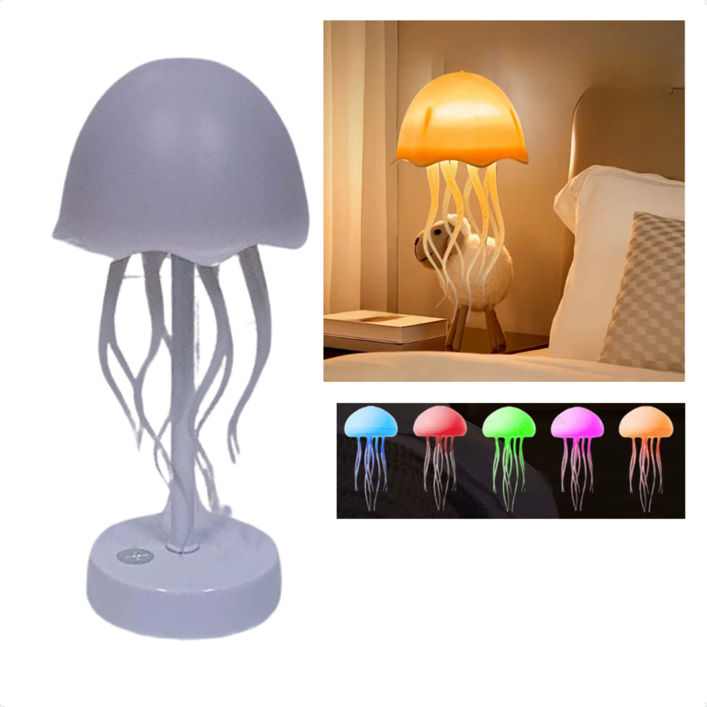 Luminária de Mesa Água Viva Led Moderno Sensorial De Som Led Colorido Cabeceira Ou Suspens...