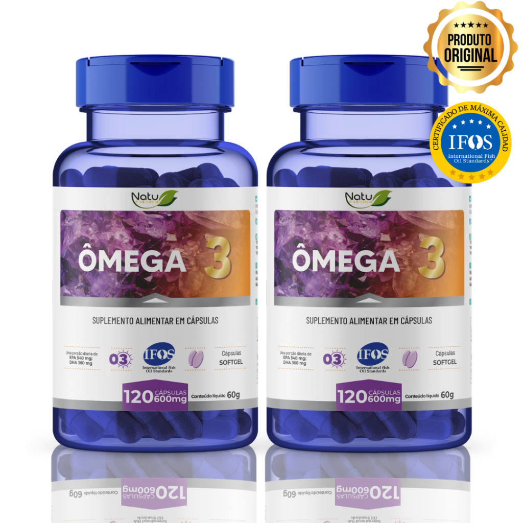 Ômega 3 Natu Premium 120 Caps 600mg Sêlo IFOS — Óleo de Peixe Puro e Concentrado