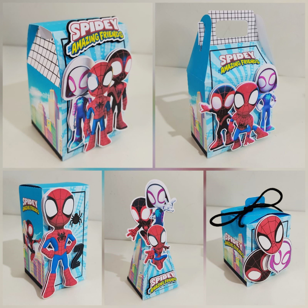 PEGUE E MONTE-TEMA HOMEM ARANHA 03-KIT PERSONALIZADO - caixinhas e lembrancinhas