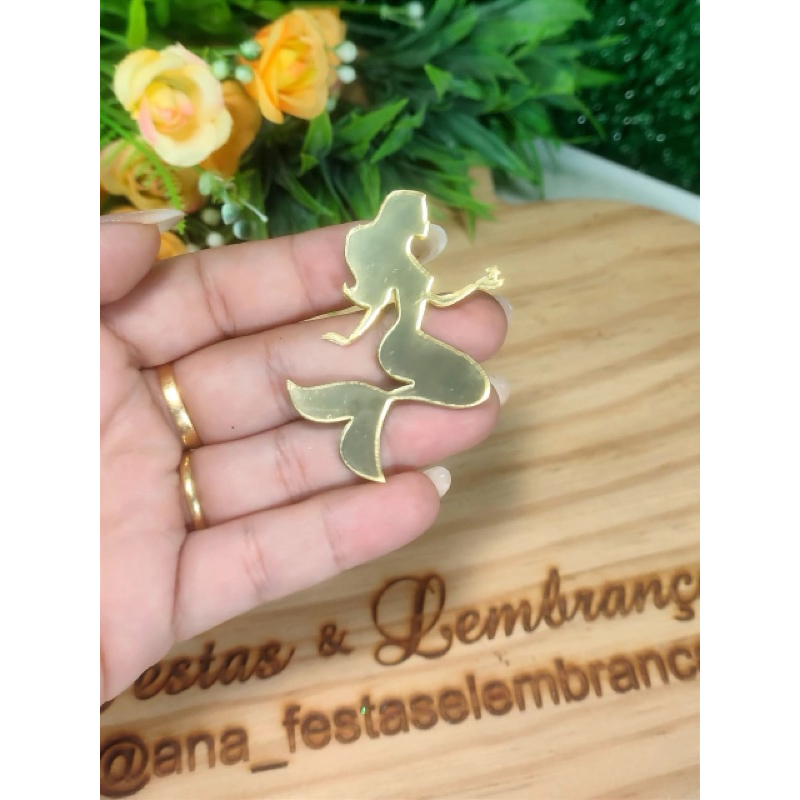 Aplique Acrílico Dourado / Aplique Sereia Luxo Dourado Festa de Luxo Sereia