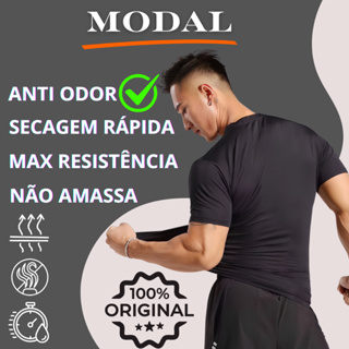 Camiseta Masculinas Modal Tencel Com Regulação Térmica Camisa para Academia em Oferta na Shopee