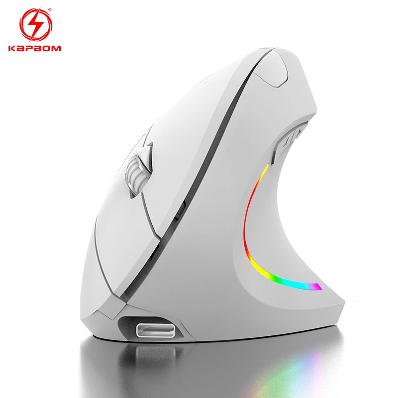 Rato Vertical Mouse Sem Fio com Bluetooth e 2.4G Ergonômico Recarregável Portátil para PC ...