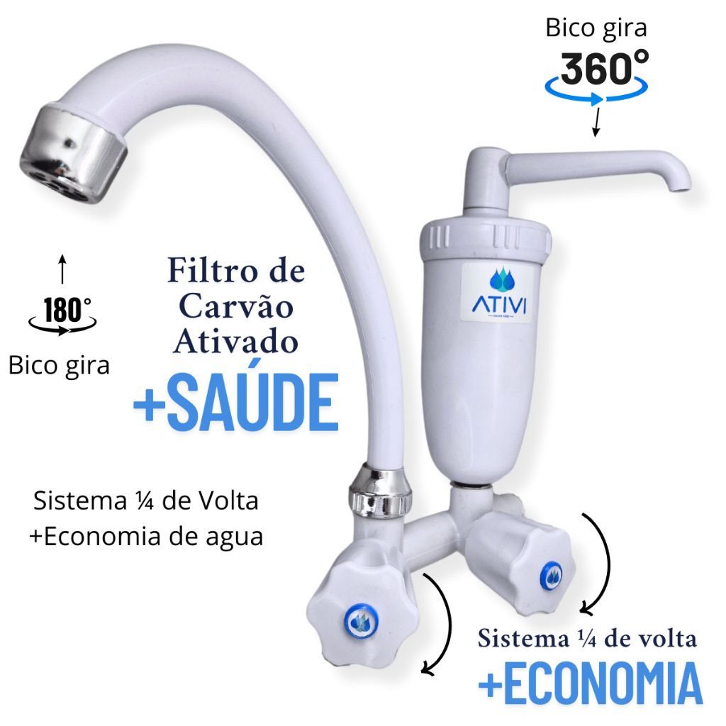Torneira com Filtro Ativi Filtro C50 – Bica Giratória – Design Moderno para Cozinha em Oferta na Shopee
