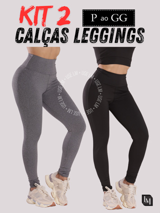Kit 2 Calças Leg Legging Feminina Suplex Fitness Academia em Oferta na Shopee