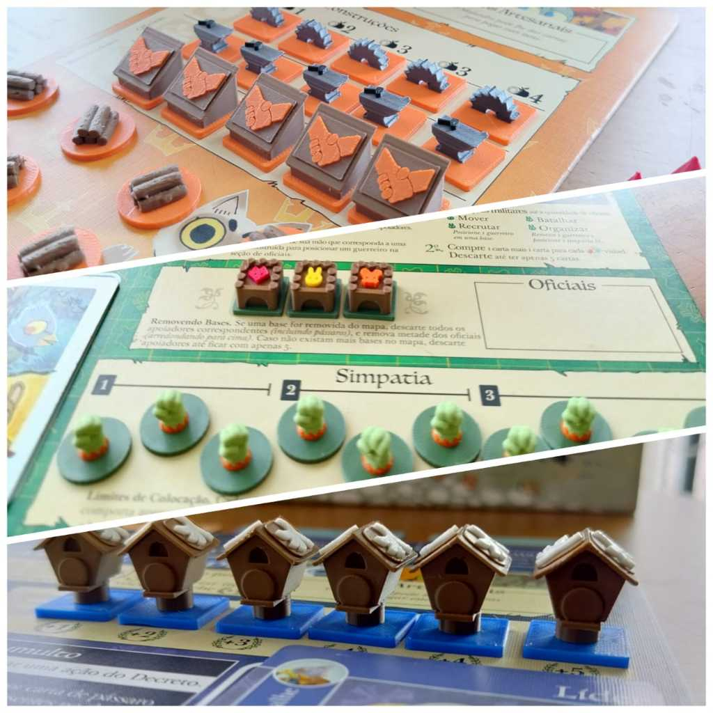 Peças 3D para Root Board Game – Upgrade dos Tokens de Papelão | Acessórios de Mesa Jogo de Tabuleiro