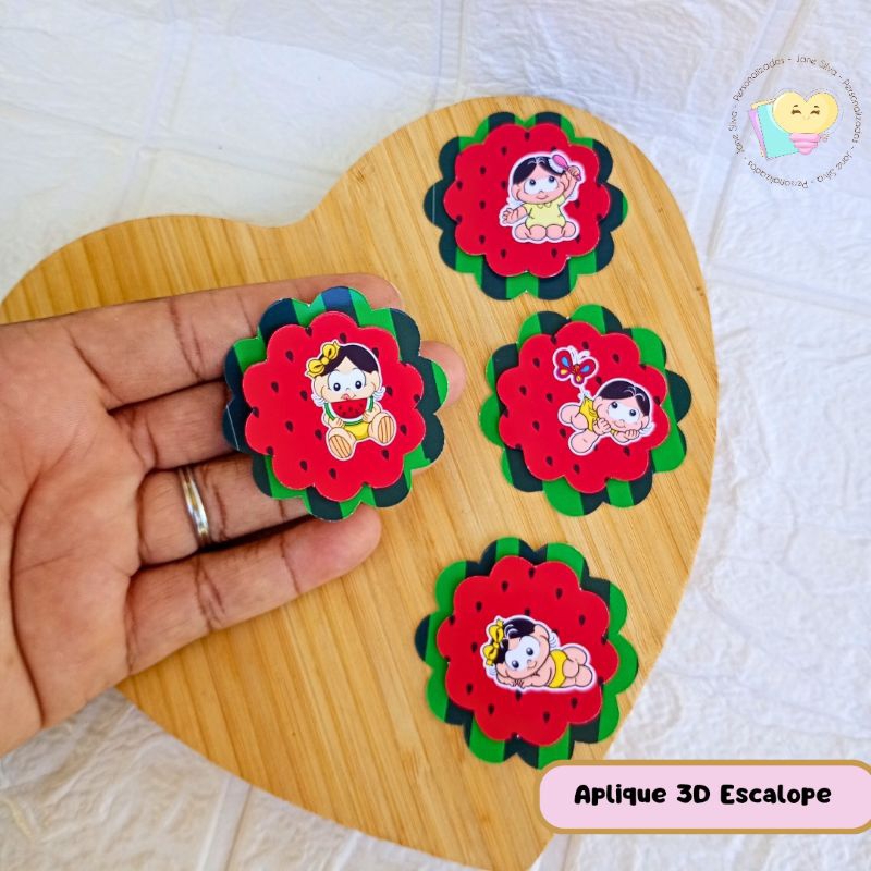 Aplique 3D escalope Magali Baby - Personalizados - Lembrancinha - Festa infantil - Aniversário