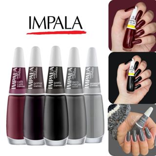 Kit 5 Esmaltes Impala Tons Preto, Cinza e Vinho Esmaltes Atacado Cremoso em Oferta na Shopee