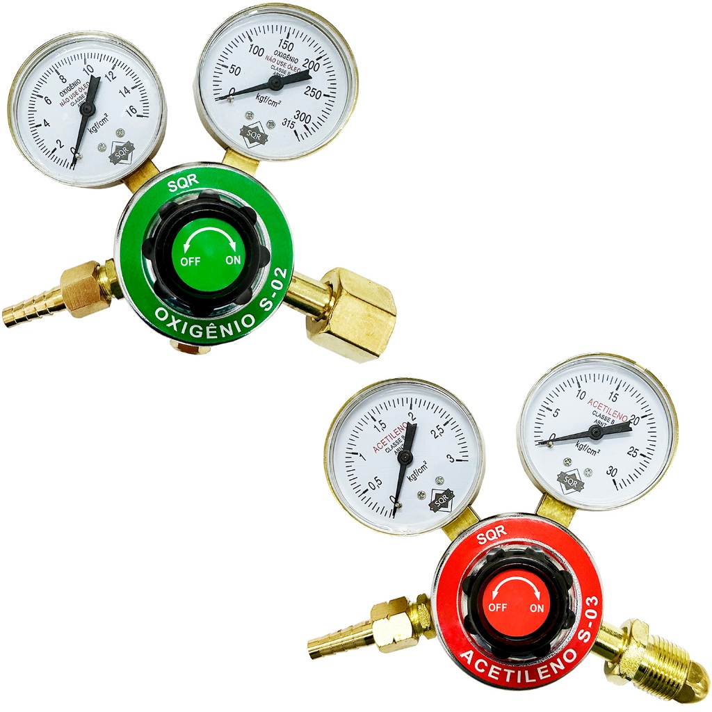 Regulador De Acetileno + Regulador De Oxigênio Kit Para Ppu Maçarico Solda e Corte em Oferta na Shopee