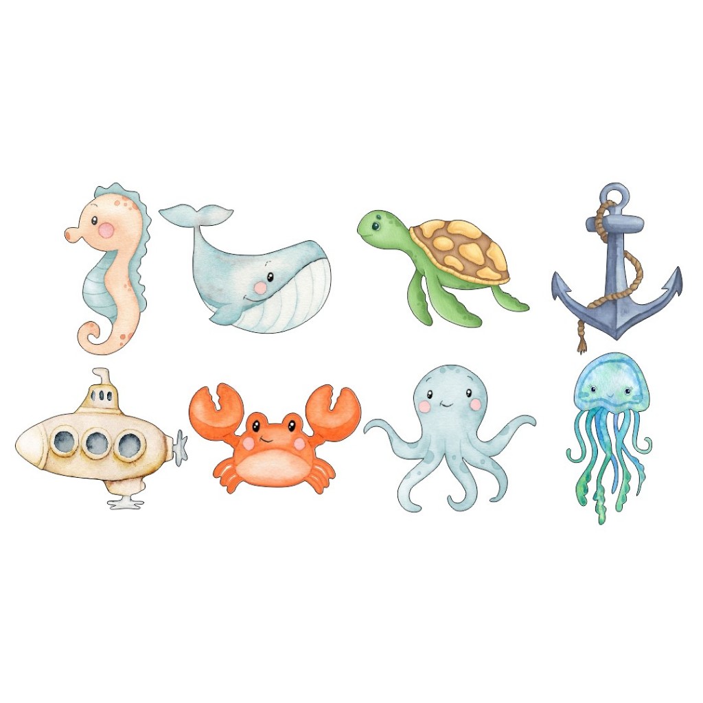 8 Apliques Fundo Do Mar Meninos Termocolante Estampado Para Roupa em Oferta na Shopee