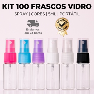 Kit 100 Frascos de vidro 5ml válvula spray transparente para amostra de perfumes em Oferta na Shopee