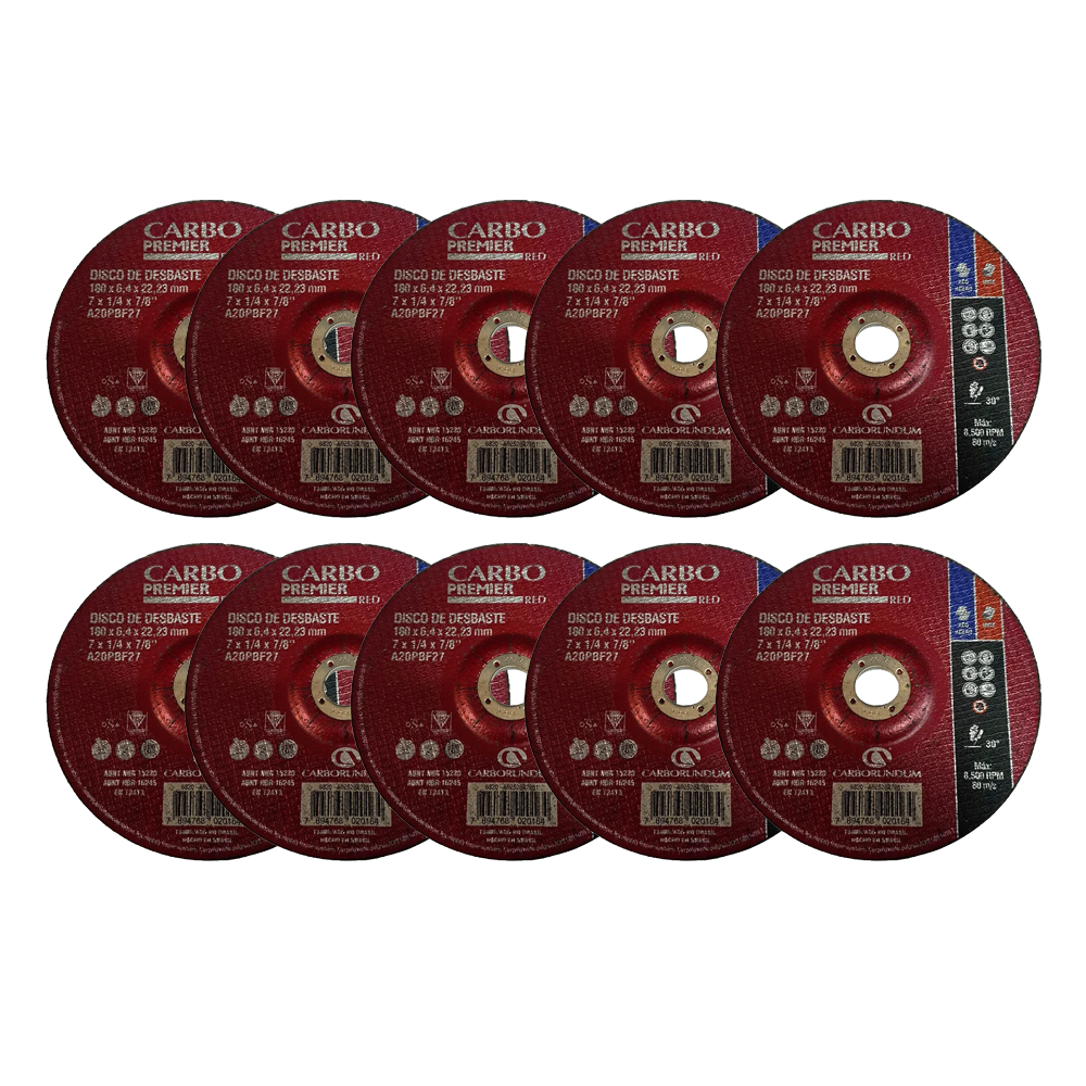 KIT 10 Discos de Corte 7x1/4x7/8 Premier - Carborundum