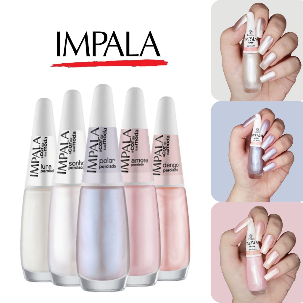 Kit 5 Esmaltes Impala Tons Claros Esmaltes Atacado Efeito Perolado