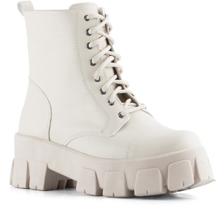 Coturno Lumiss Bota Cano Curto Tratorado Moda Conforto Off White