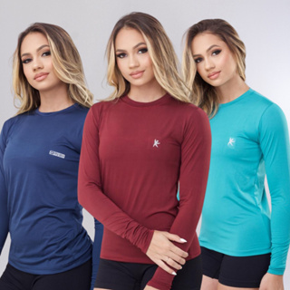 Camisa Térmica Feminina Proteção Uv 50+ Segunda Pele Camiseta Malha Fria Manga Longa em Oferta na Shopee