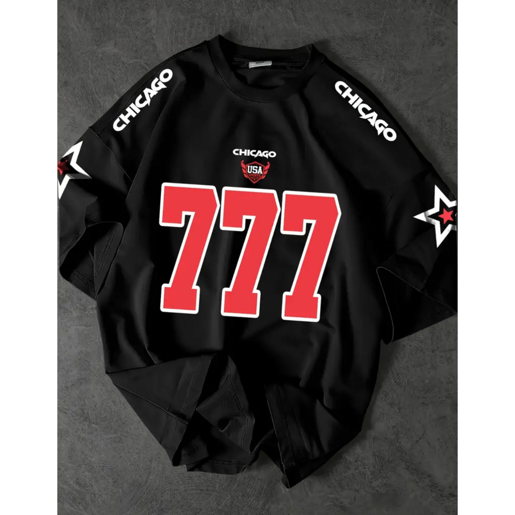 Camiseta Jersey Masculina Baseball Basquete Manga Curta Básica Chicago 777 cod 484