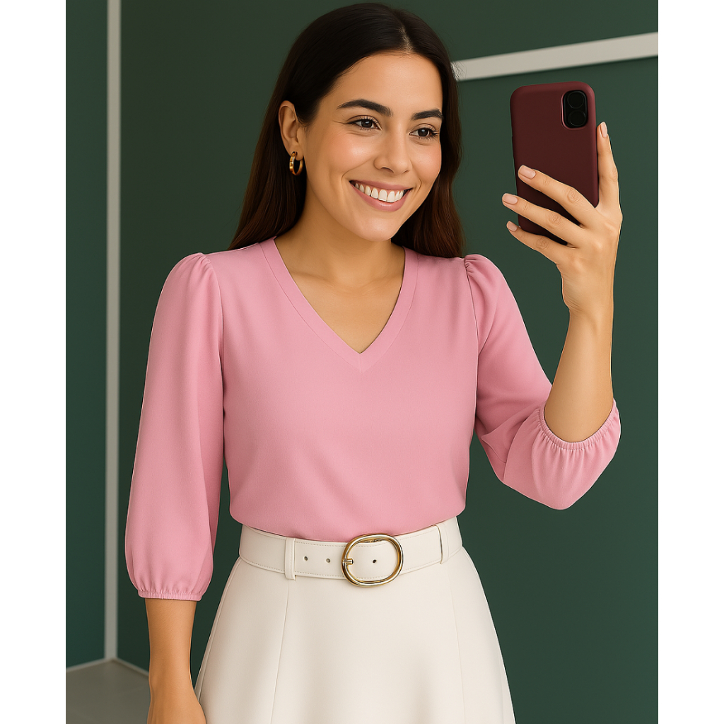 Blusa Social Feminina de Manga Elegante Alfaiataria Plus Size em Oferta na Shopee