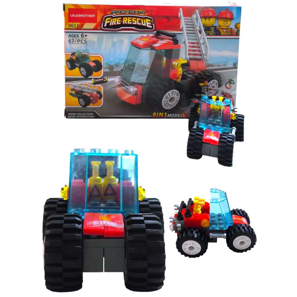 Detalhes do Blocos De Montar Caminhão de Bombeiro C/ Escada 67 Pçs 3 em 1 Fire Rescue Lembrancinha Aniversário