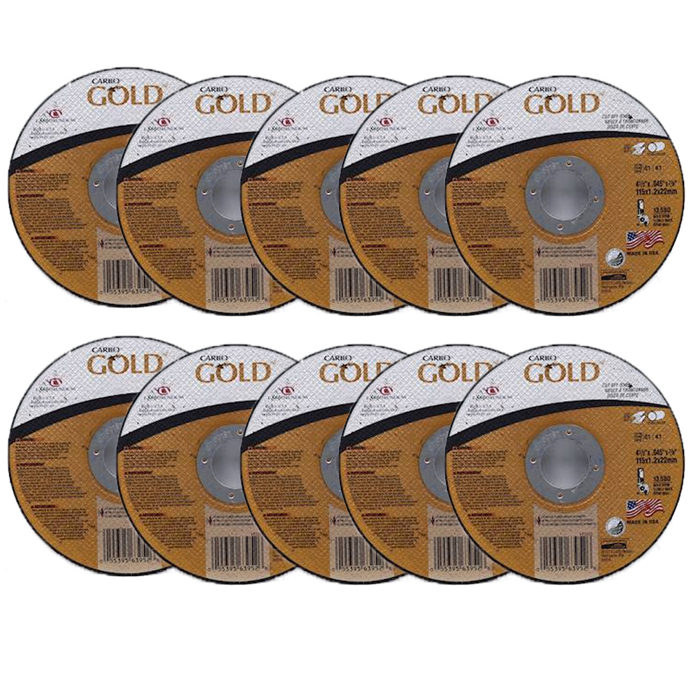 Kit 10 Discos de Corte Carbo-Gold 10" x 1/8" x 5/8" para Aço