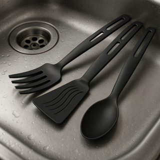 Kit 3 Utensílios Cozinha Nylon Colher Espátula Garfo Resistente e Antirrisco em Oferta na Shopee