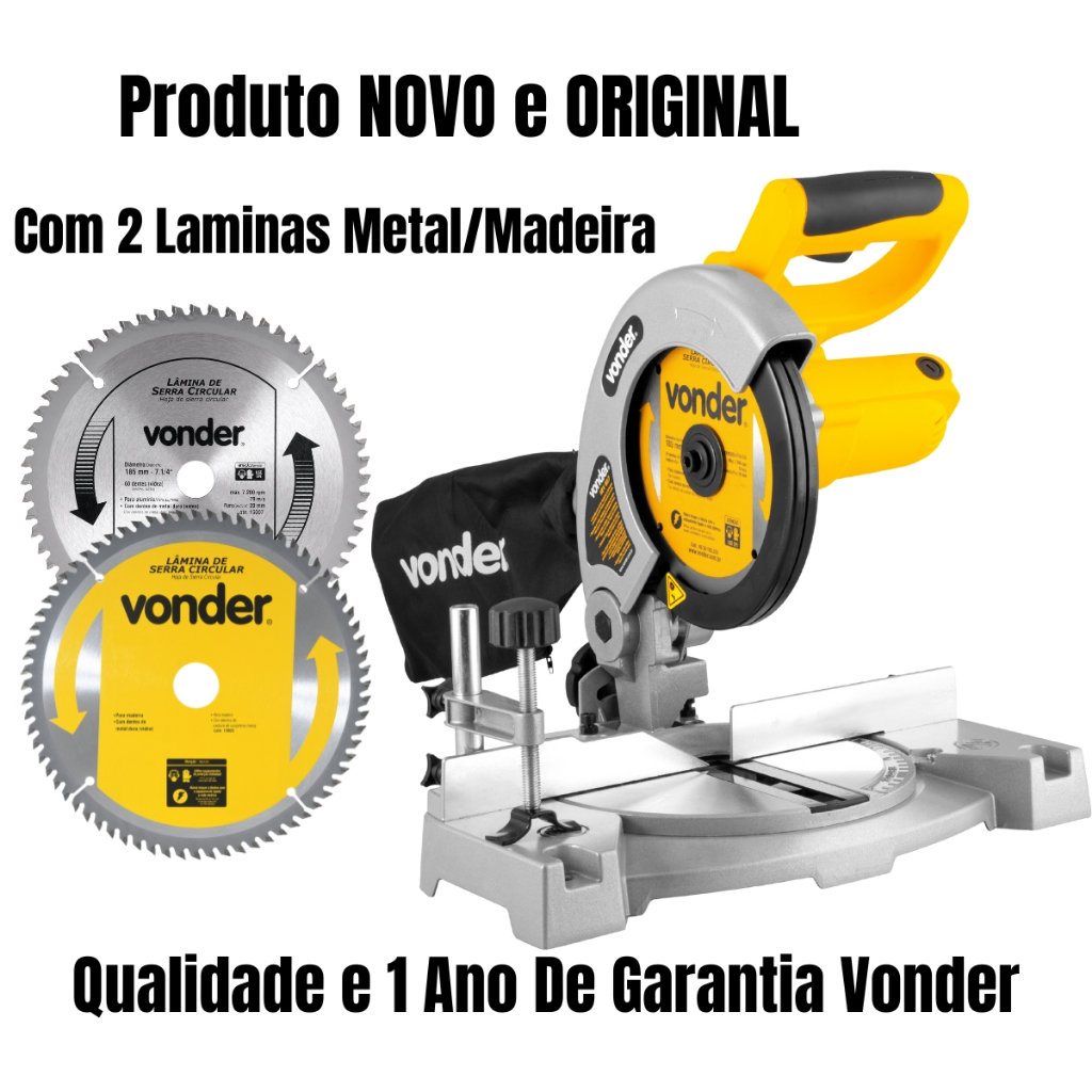 Imagem Serra Esquadria Vonder SEV857 850w 185mm Com Disco Alumínio Cor Amarelo Frequência 50/60