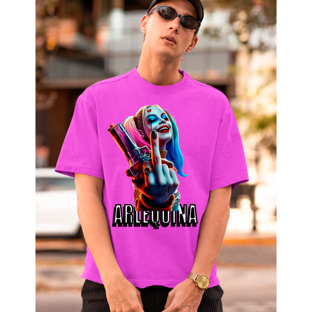 Camiseta Unissex Arlequina Coringa Palhaço Style Camisa Personalizada Estampa DTF Algodão -Ref080