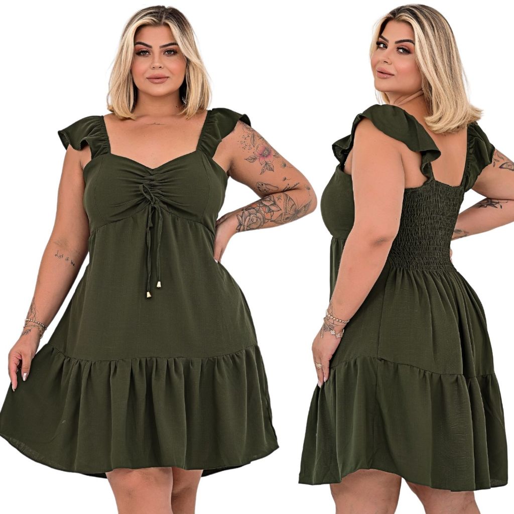 Vestido Feminino Plus Size Curto Elegância  Casual Chic Modela o Corpo Festa Aurora