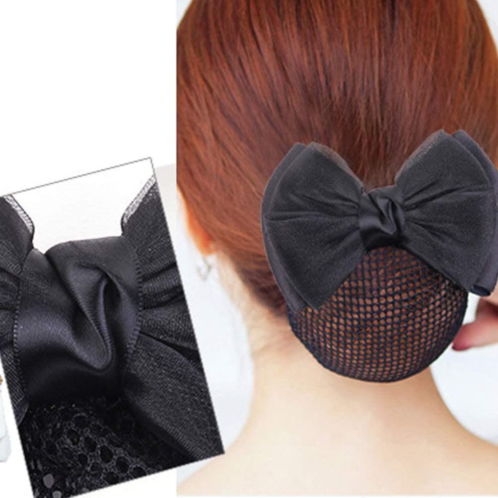 Kit com1/3 ou 5 Presilha Laço Com Redinha Cabelo Coque