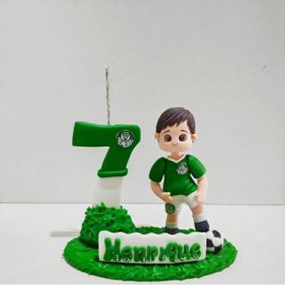 Vela Aniversário Time de Futebol Topo de Bolo Personalizado em Biscuit em Oferta na Shopee