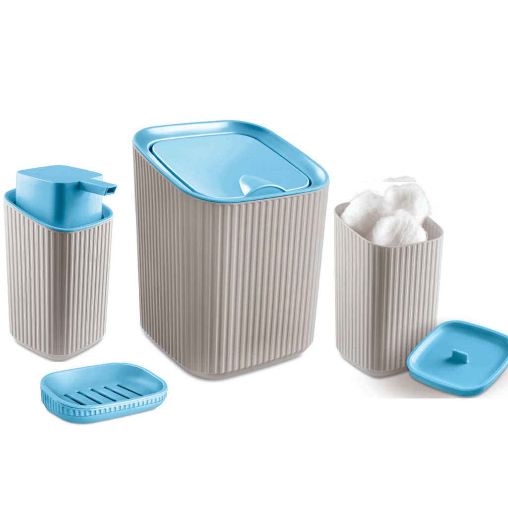 Kit Lixeira 1,25L, Porta Algodão, Porta Sabonete Líquido e Saboneteira Menino Para Bebês Linha Baby em Oferta na Shopee