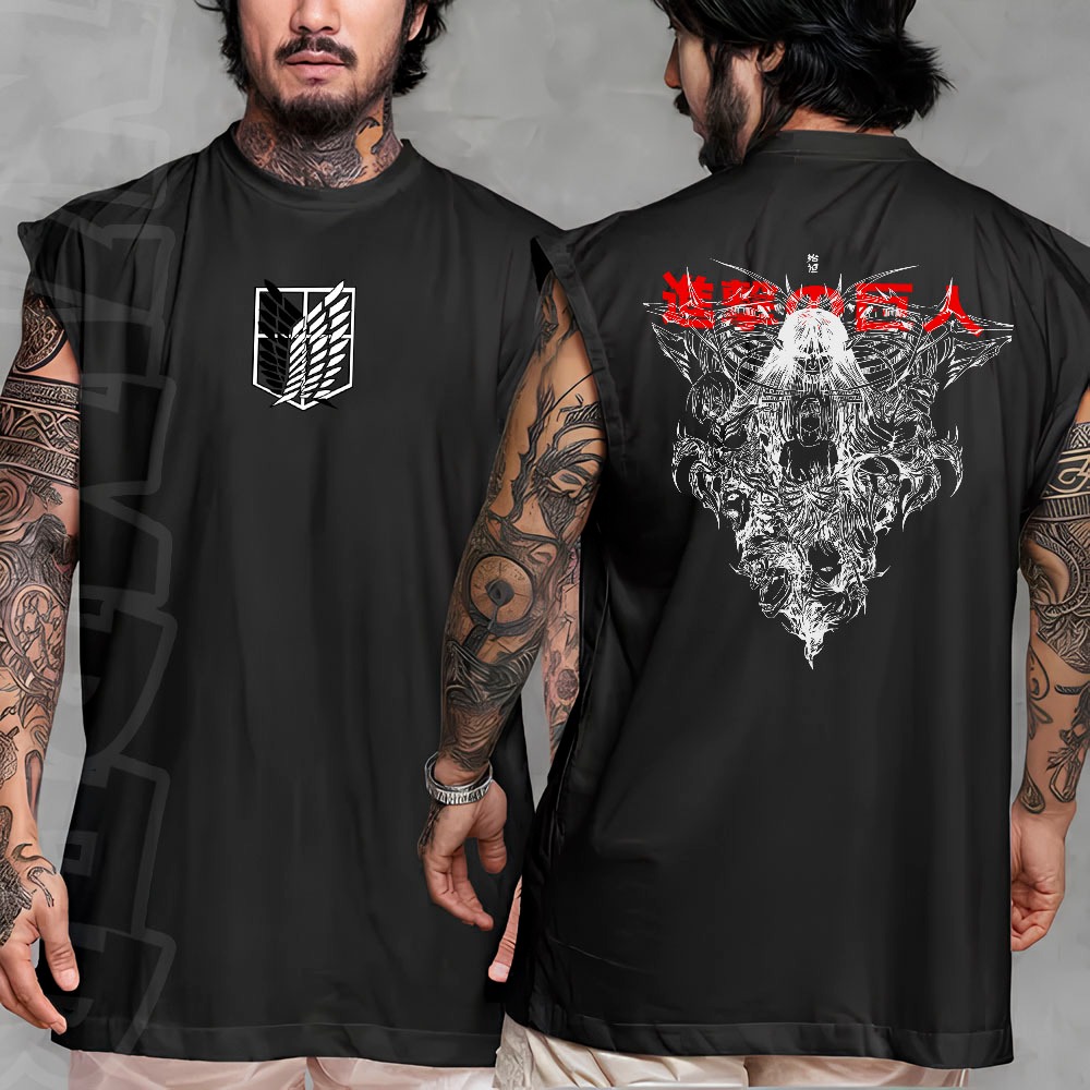 Camiseta regata machao oversized serie attack on titan Shingeki manga streetware gotico unissex em algodao em Oferta na Shopee