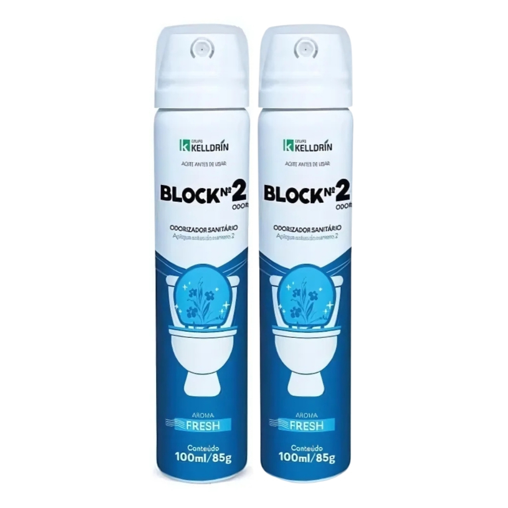 Kit 2 Odorizador Sanitario Block Nº2 Fresh 100ml 85g