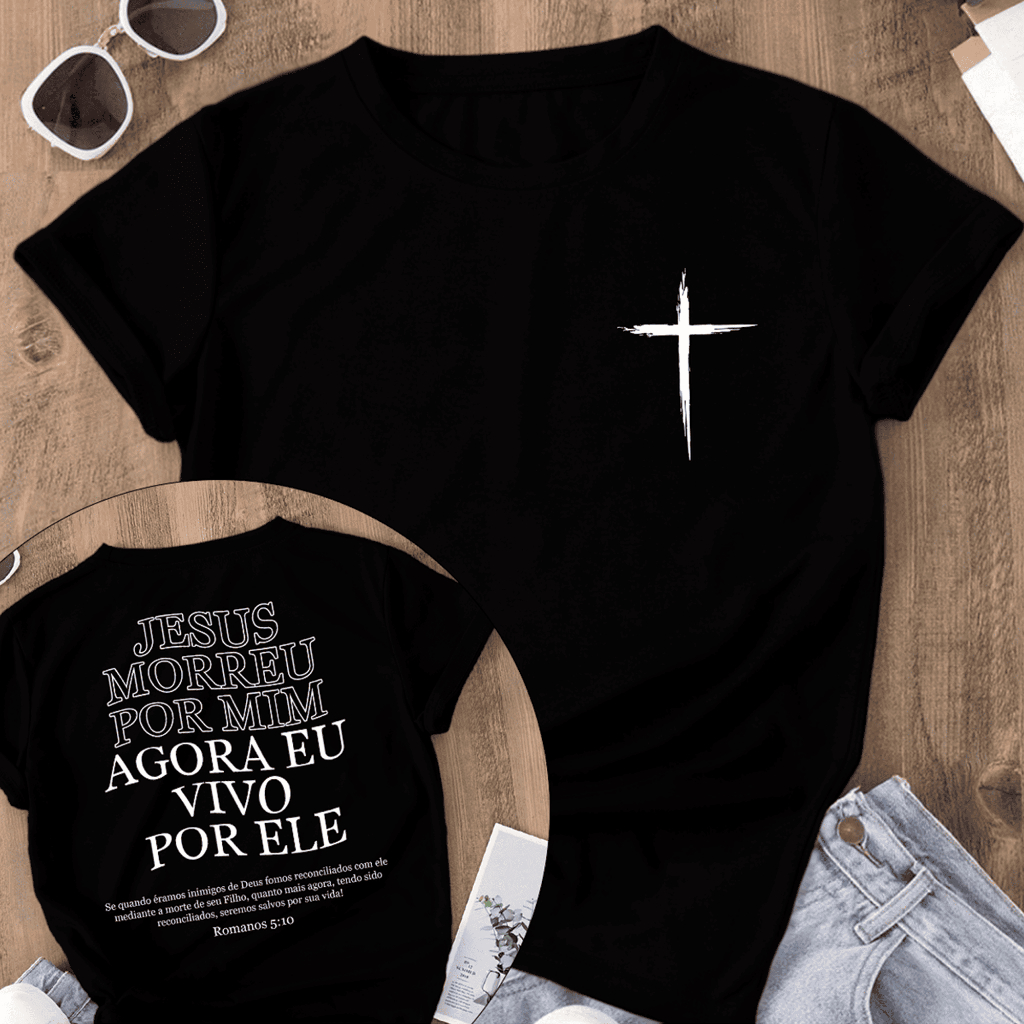 Camiseta Feminina Frase Religiosa Moda Cristã Oversized Manga Curta 100% Algodão em Oferta na Shopee