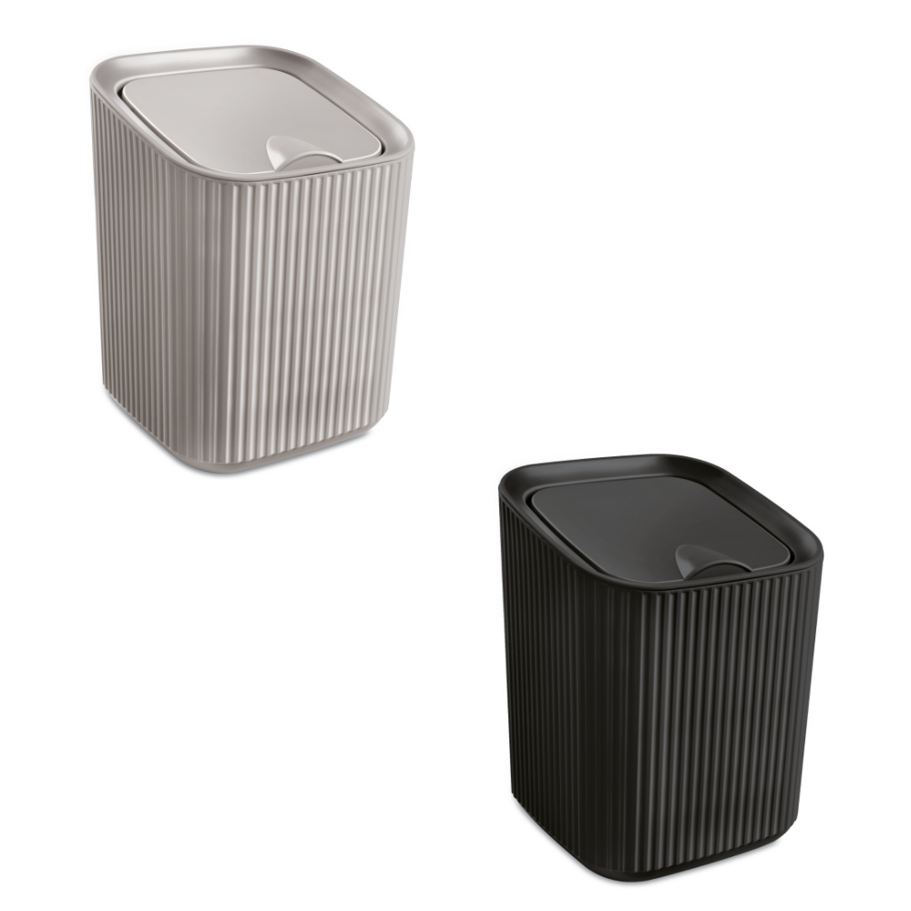 Kit 2 Lixeiras Pequenas 1,25L Quadradas Com Tampa Para Mesa Escritório Compacta Elegante