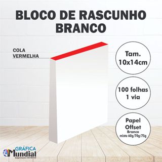 Rascunho 10X14 branco  bloco c/ 100 folhas papelaria Anotação Comanda Bar Restaurante Loja sem pauta em Oferta na Shopee
