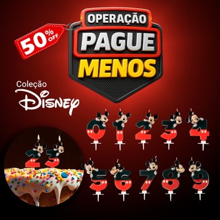 Vela De Aniversario Mickey 11,5cm Temática Disney Numérico Do 0 ao 9 Silver Festas