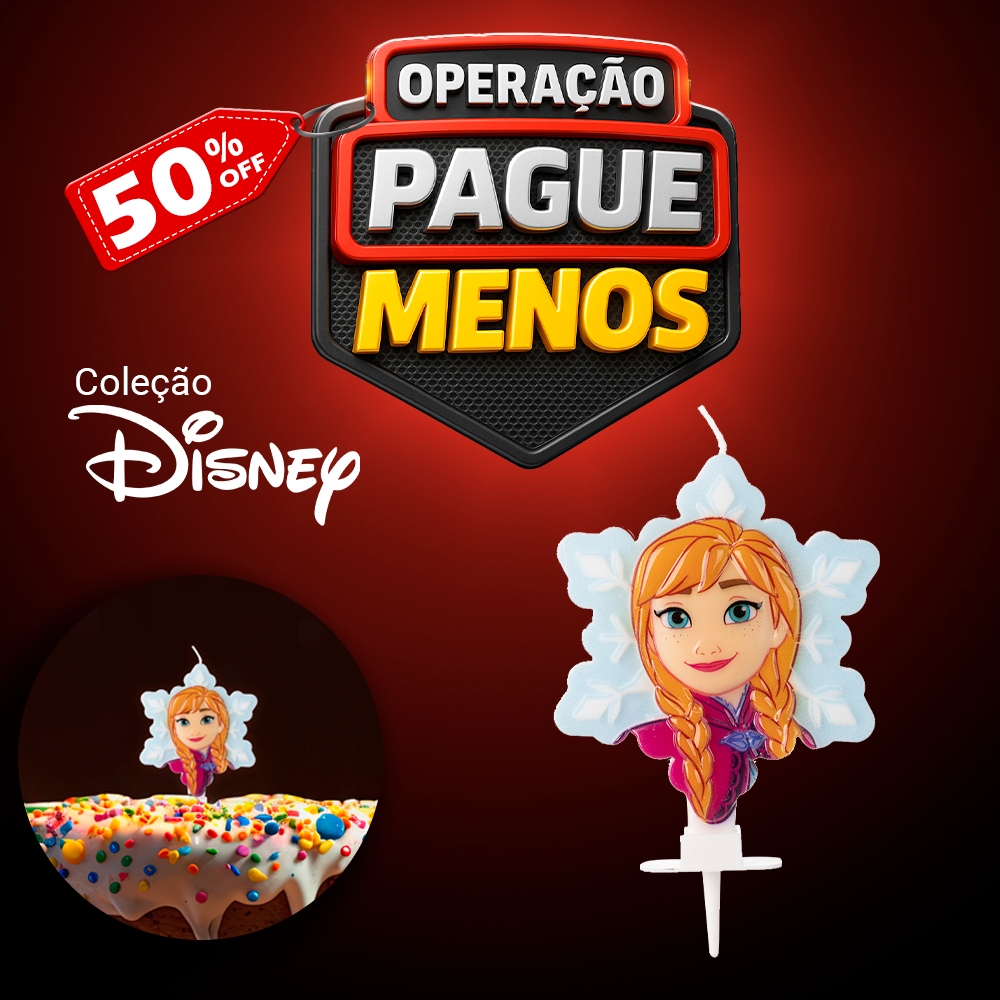 Vela De Aniversario Anna Frozen Princesas da Disney Silver Festas 7 x 11cm
