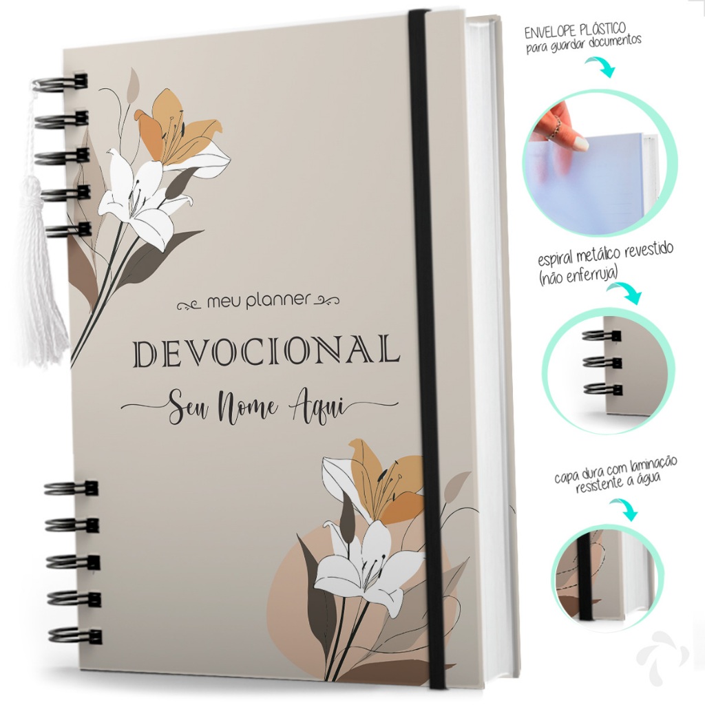 Planner Devocional Personalizado Com Nome Floral