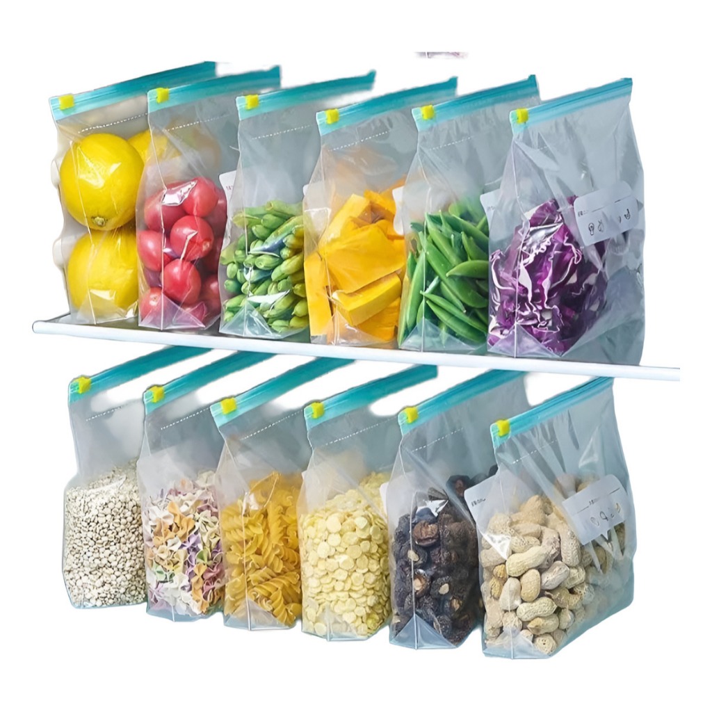 Kit 20 Sacos Herméticos Para Armazenar Alimentos Reutilizável Congelador Zip Lock