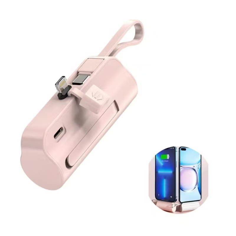 Carregador Portatil Mini  Power Bank 1.0000mAh Sem Fio 2em1 Carregador para iPhone e Tipo-C