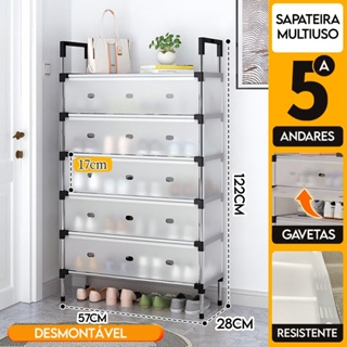 Sapateira Multiuso 5 Andares Com Porta Organizador de Calçados Desmontável Armário em Oferta na Shopee