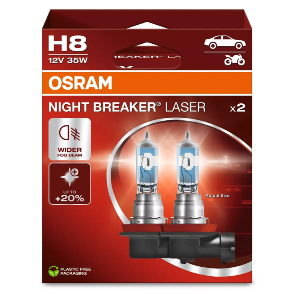 Par  de Lâmpadas Osram Night Breaker Laser H8 150% 12v - Spare Parts and Accessories for Vehicles