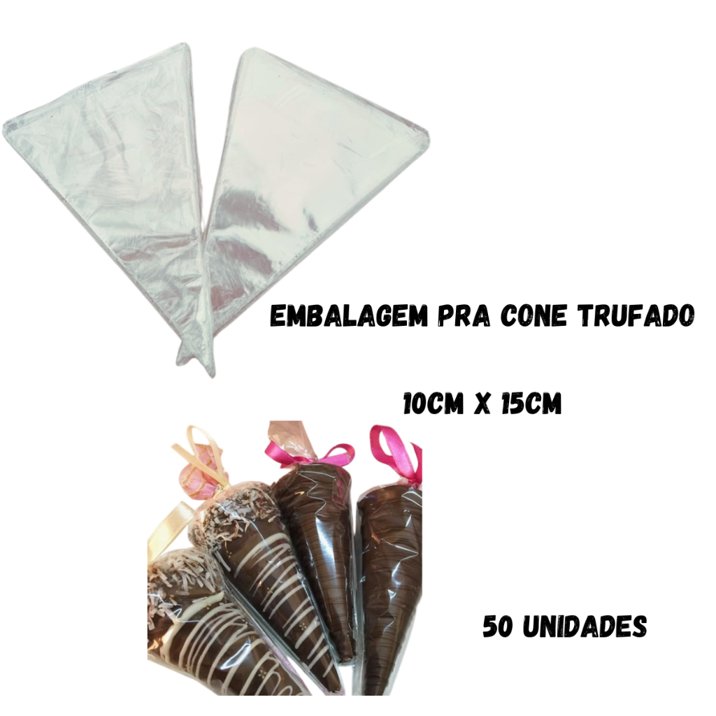 Embalagem Saquinho para Cone de Trufa 10x15 Reforçado Incolor Ideal Para Cones Trufados, Doces, Suspiros e Decorações em Oferta na Shopee