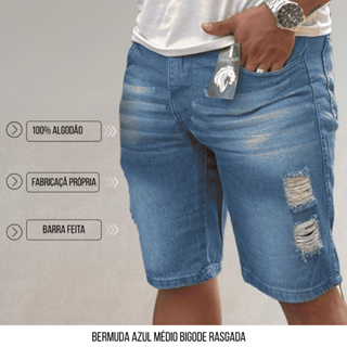 Bermuda Jeans Masculina Variações Destroyed Rasgada Descoladas e Estilo Jovem Casual - CARNAVAL em Oferta na Shopee