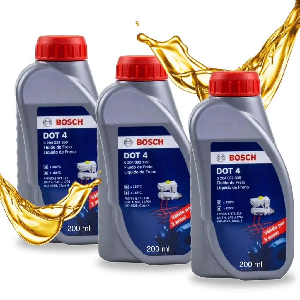 Kit Fluído de Freio Dot 4 P/ Motos Carros Caminhões Bosch (3 Unidades) em Oferta na Shopee