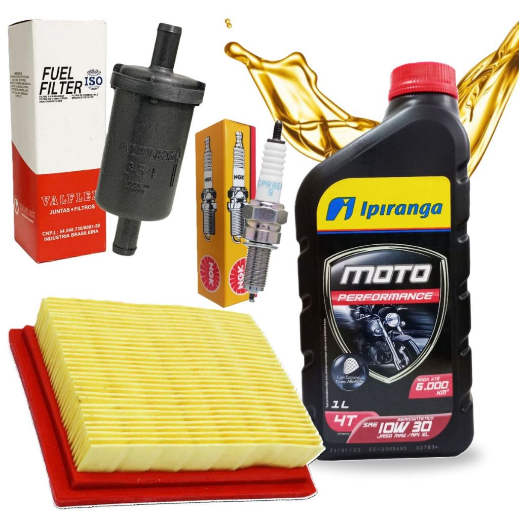 Kit Revisão Nxr 150 Bros 2006-2009 Troca Óleo 10w30 Filtros e Vela Ngk