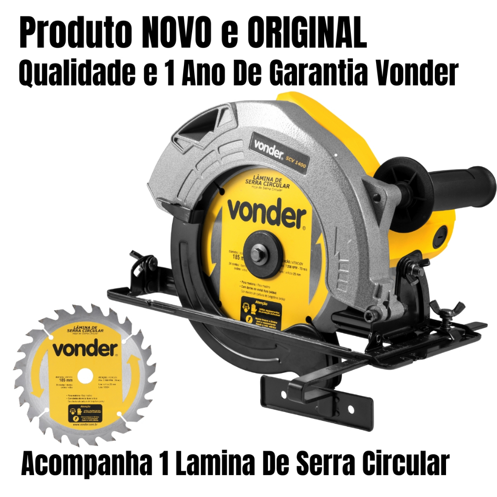 Serra Circular Vonder 1400W Com Lamina SCV1400 Para Madeira E Derivados