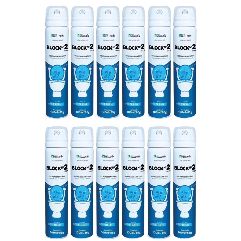 Kit 12 Odorizador Sanitario Block Nº2 Fresh 100ml 85g
