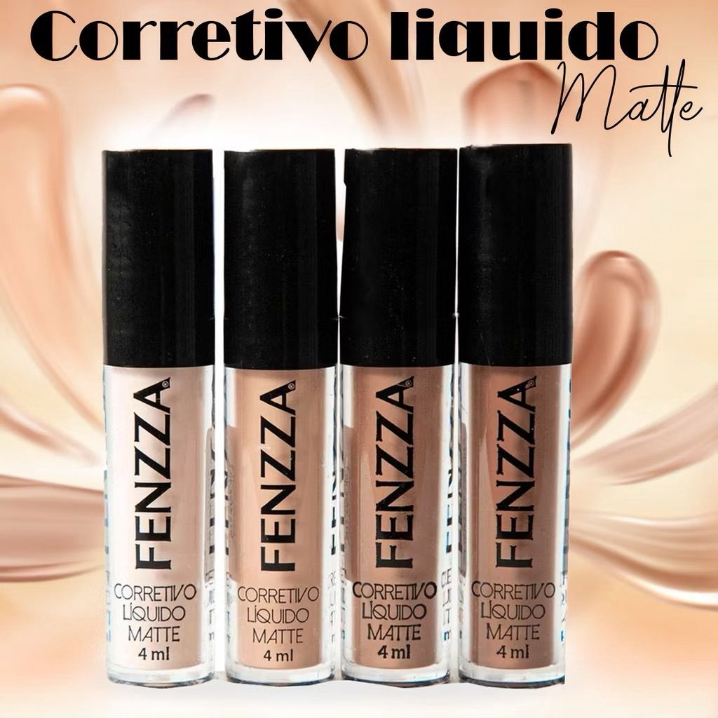 Corretivo Fenzza Líquido Matte Alta Cobertura Longa Duração Maquiagem Feminina