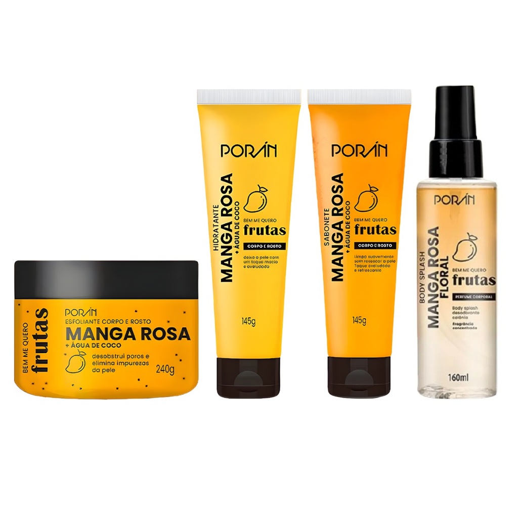 Escolha Seu Kit Corpo e Rosto Manga Rosa Cuidado com a Pele Porán Body Splash Sabonete Esfoliante